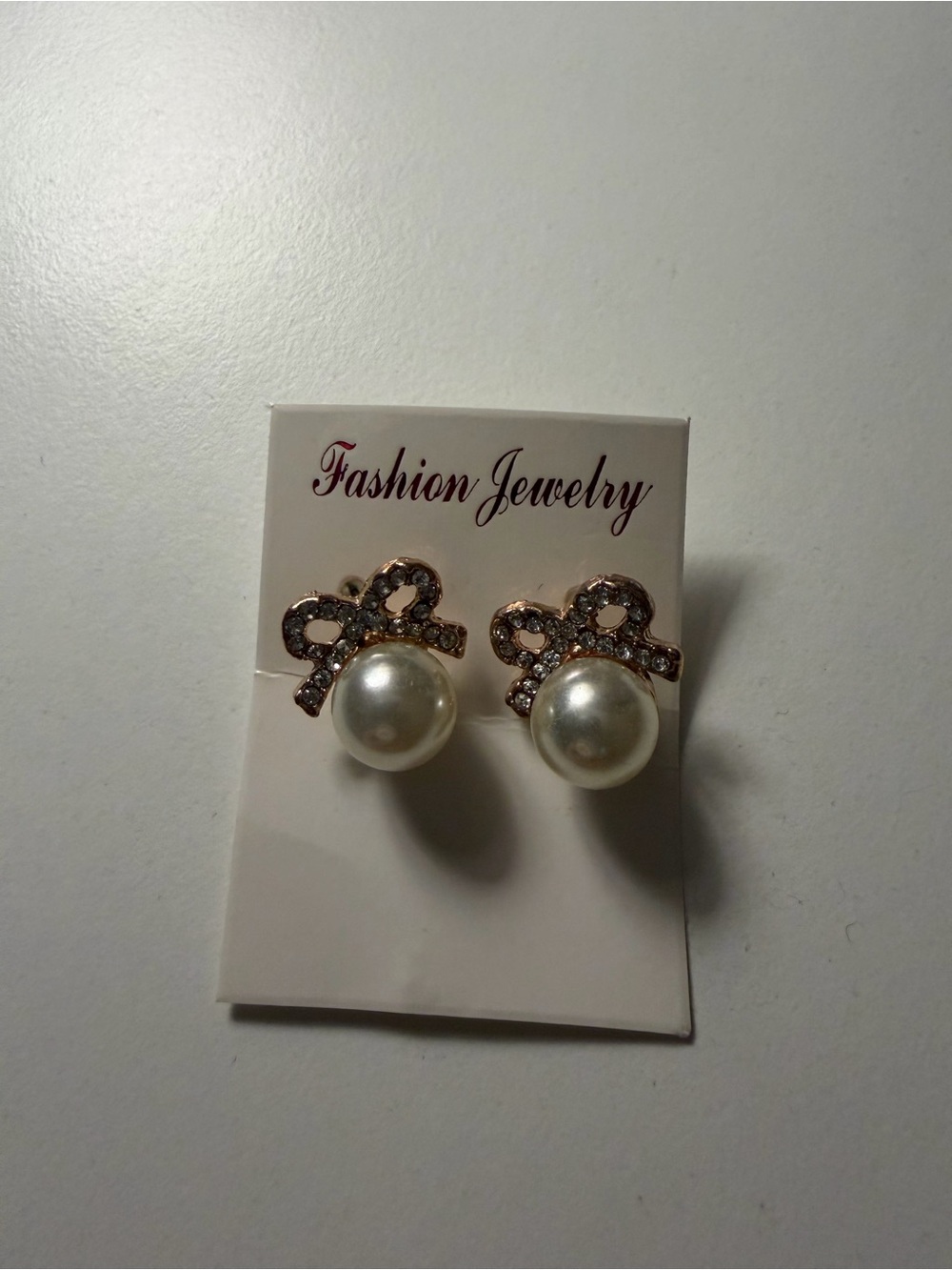 Fashion Jewelry Gold Bow Pearl Stud Earrings